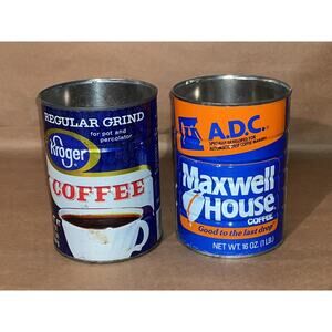 Vintage Rare ADC Maxwell House Coffee & Kroger Tin Can Cans
